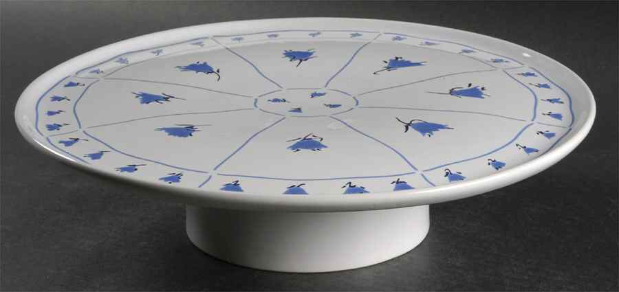 Blue Fields 12" Diameter Pedestal Cake Stand by Block-1