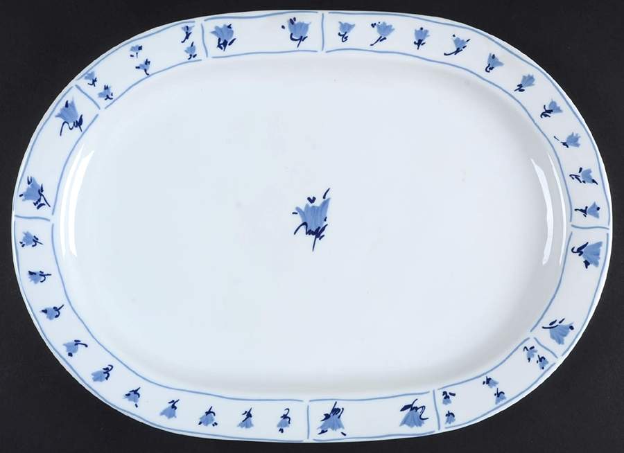 Blue Fields 15" Oval Serving Platter by Block-1