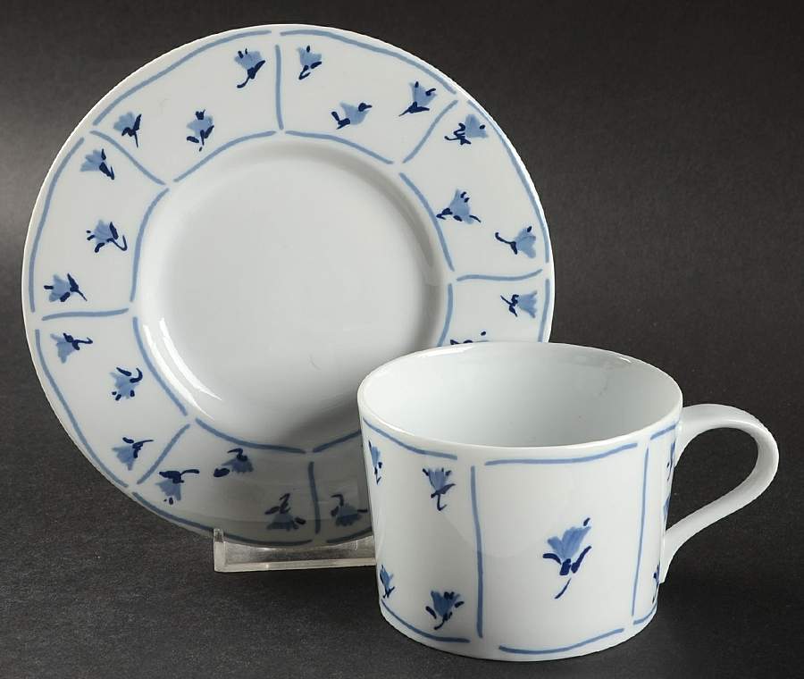 Blue Fields Flat Cup & Saucer Set by Block-1