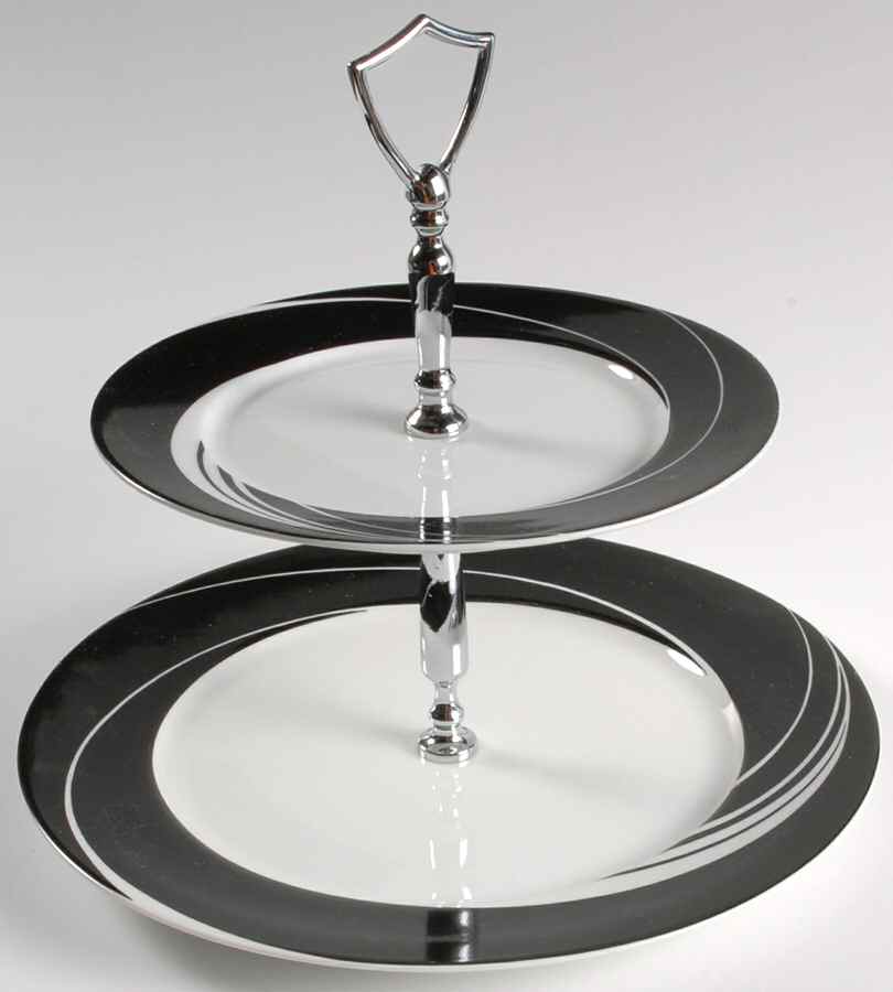 Black Pearl 2 Tiered Serving Tray (Dinner & Salad Plate) by Block-1