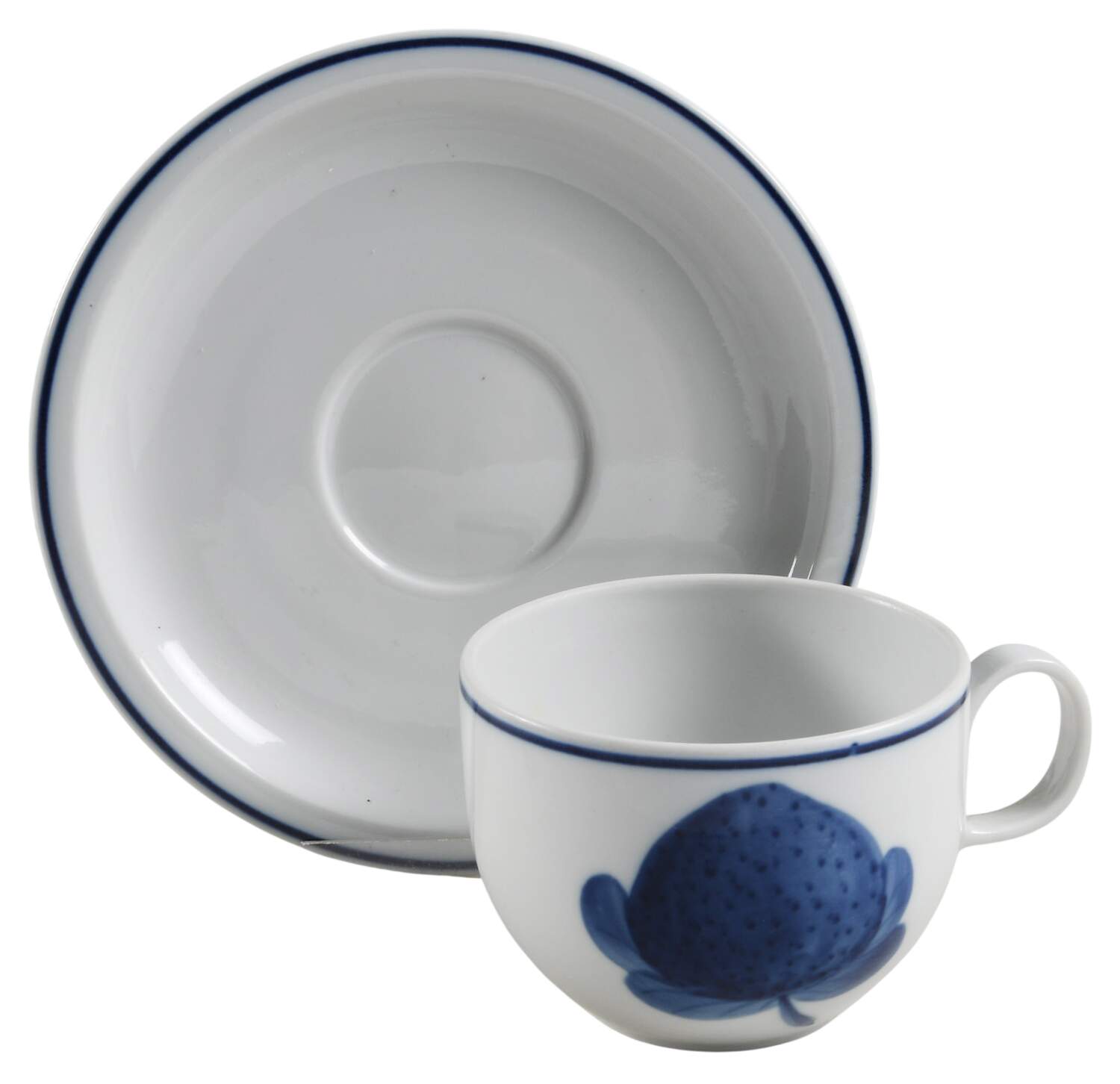 Blue Strawberries Flat Cup & Saucer Set by Block-1