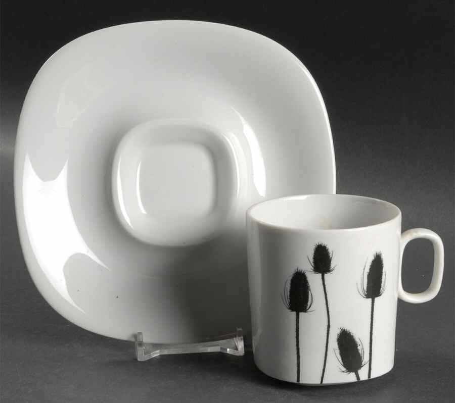 Black & White Flat Cup & Saucer Set by Block-1