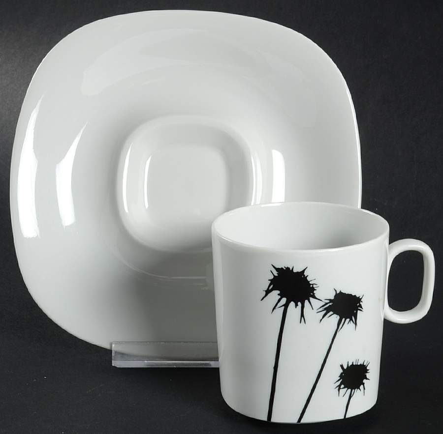 Black & White Flat Cup & Saucer Set by Block-1