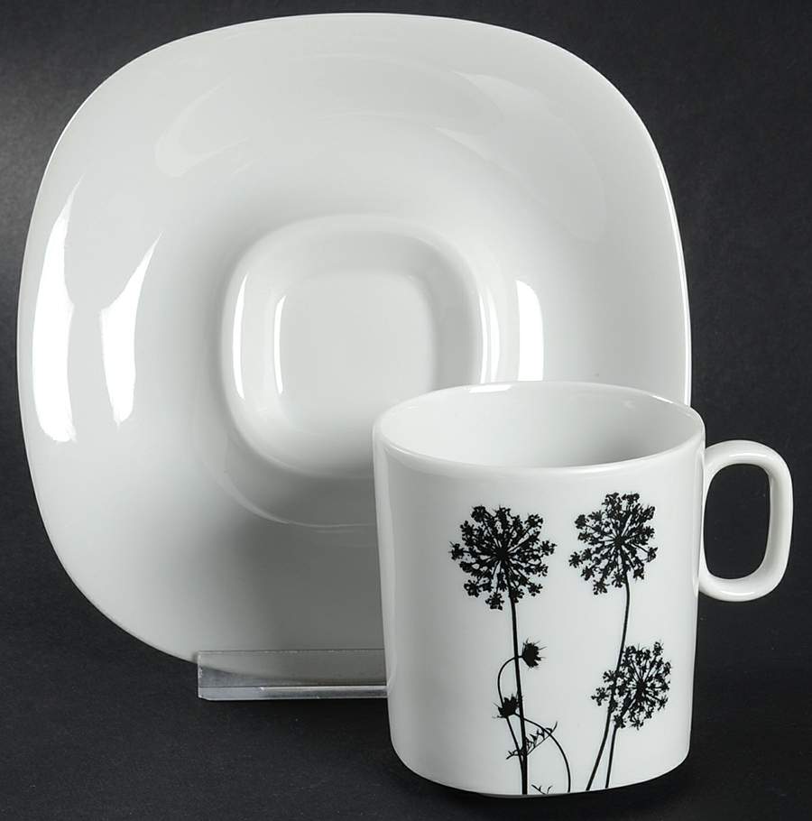 Black & White Flat Cup & Saucer Set by Block-1