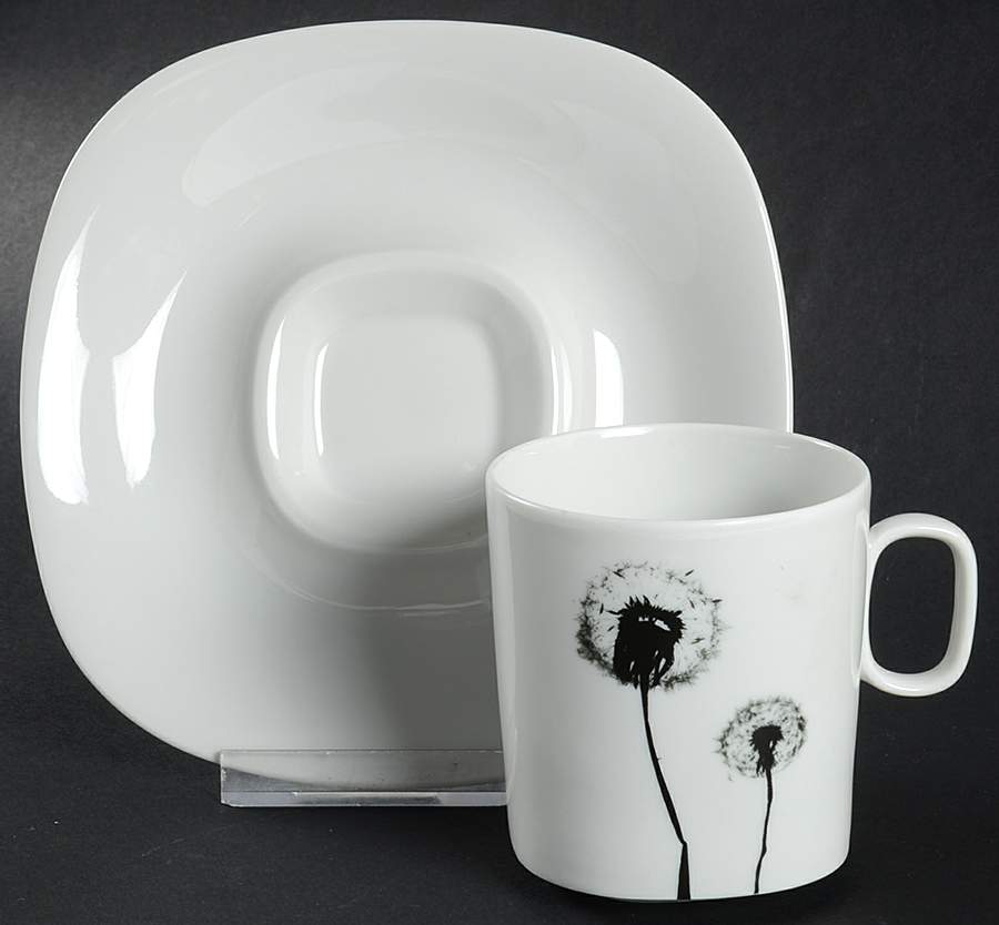 Black & White Flat Cup & Saucer Set by Block-1