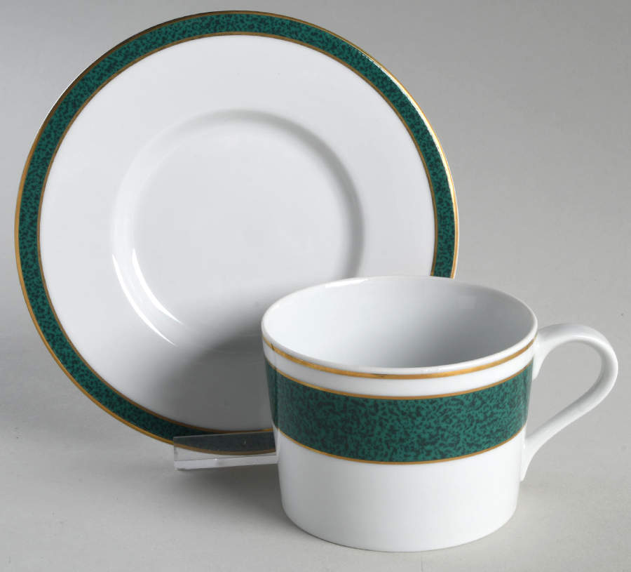 Carnegie Green Flat Cup & Saucer Set by Block-1