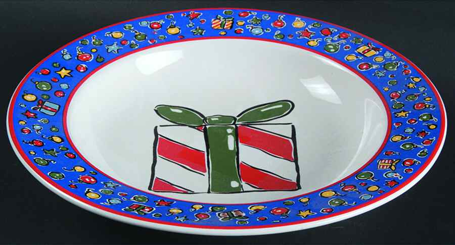 Christmas Party Large Rim Soup Bowl by Block-1