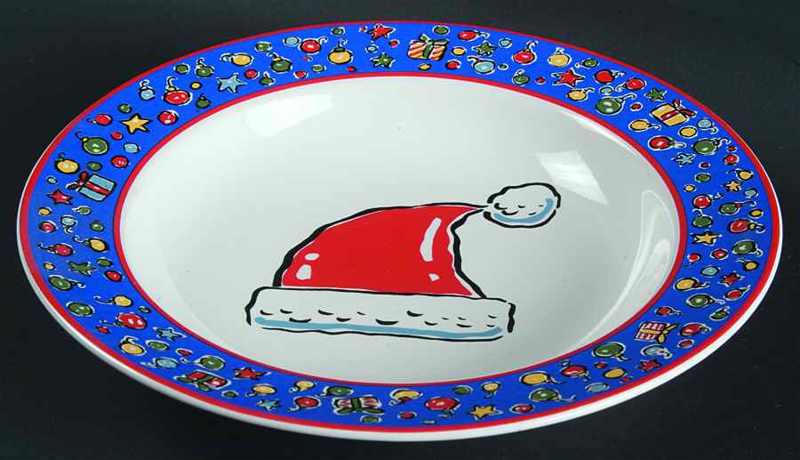 Christmas Party Large Rim Soup Bowl by Block-1