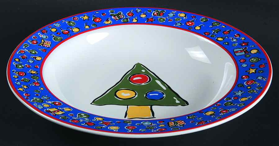 Christmas Party Large Rim Soup Bowl by Block-1