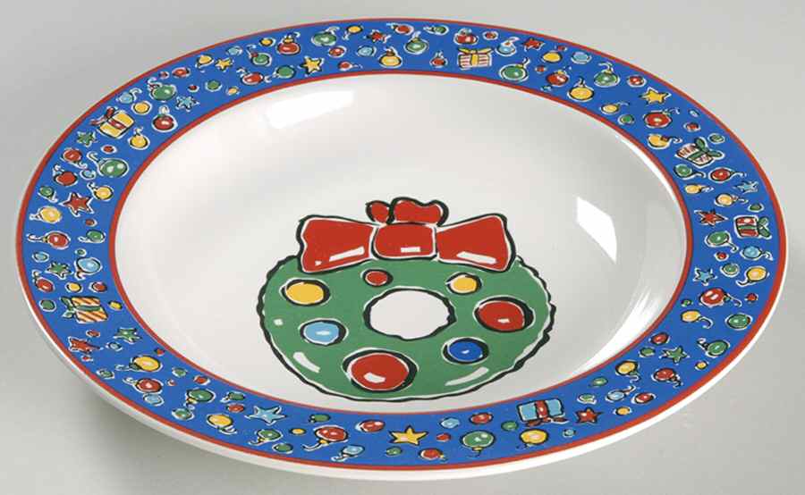 Christmas Party Large Rim Soup Bowl by Block-1