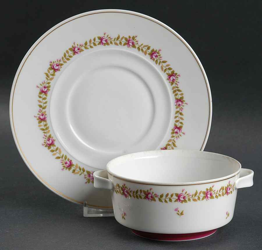 Chateau Rouge Flat Cream Soup Bowl & Saucer Set by Block-1