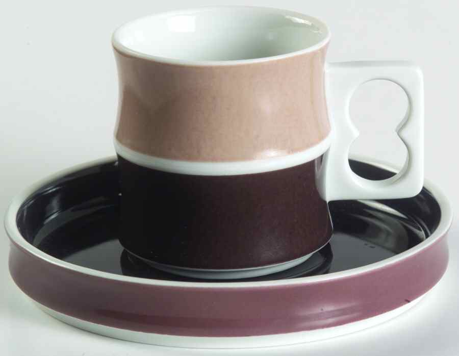 Chromatics Beige Black Flat Demitasse Cup & Saucer Set by Block-1