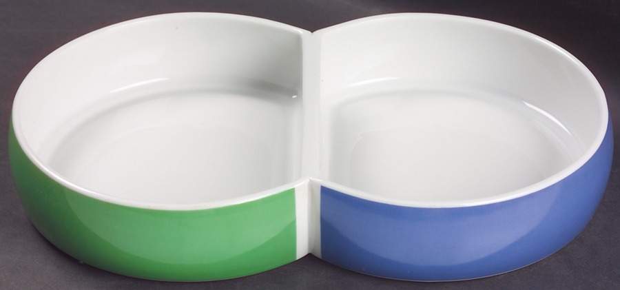 Chromatics Blue Green 10" Oval Divided Vegetable Bowl by Block-1