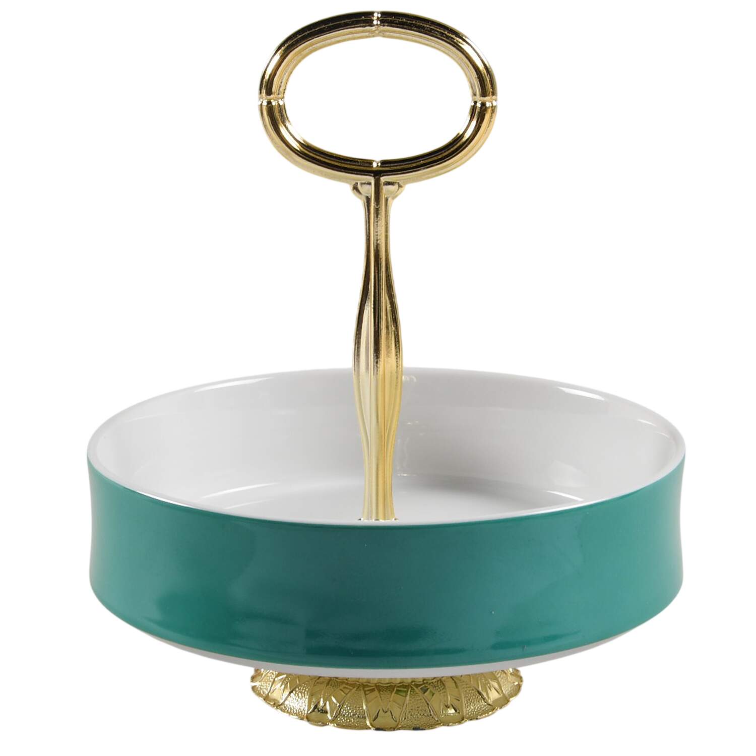 Chromatics Blue Green 6"-7" Handled Footed Nut Dish HC by Block-1