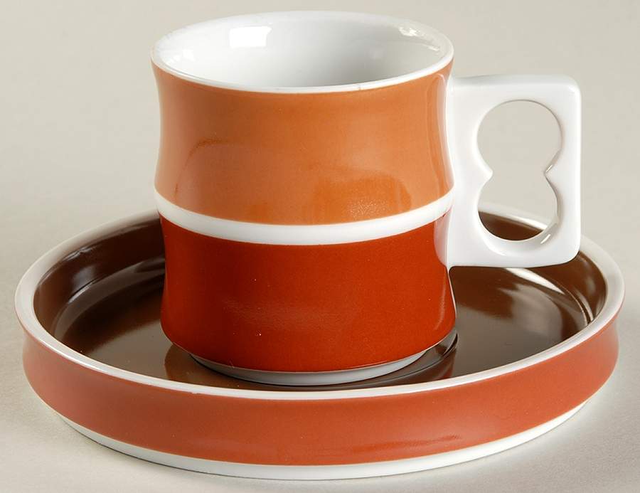 Chromatics Gold Brown Flat Demitasse Cup & Saucer Set by Block-1