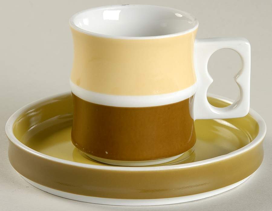 Chromatics Gold Brown Flat Demitasse Cup & Saucer Set by Block-1