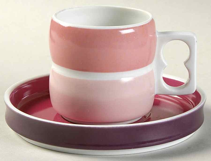 Chromatics Red Lavender Flat Demitasse Cup & Saucer Set by Block-1