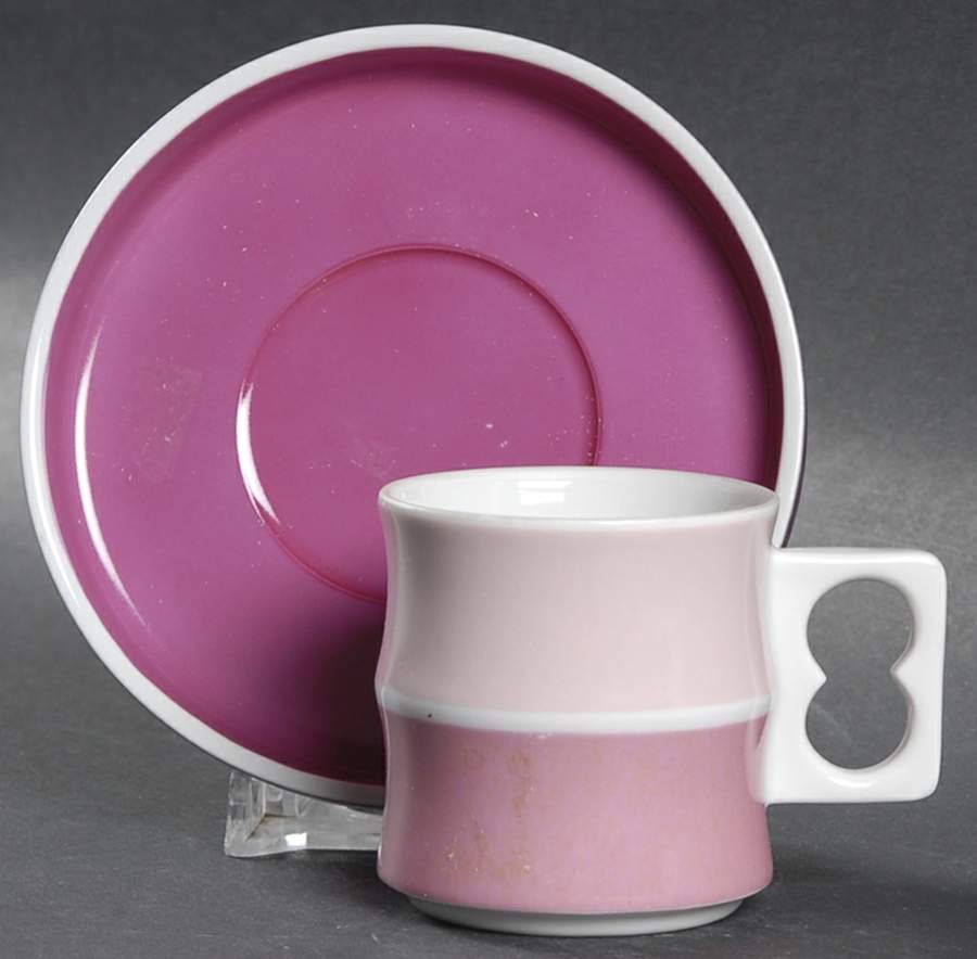 Chromatics Red Lavender Flat Demitasse Cup & Saucer Set by Block-1