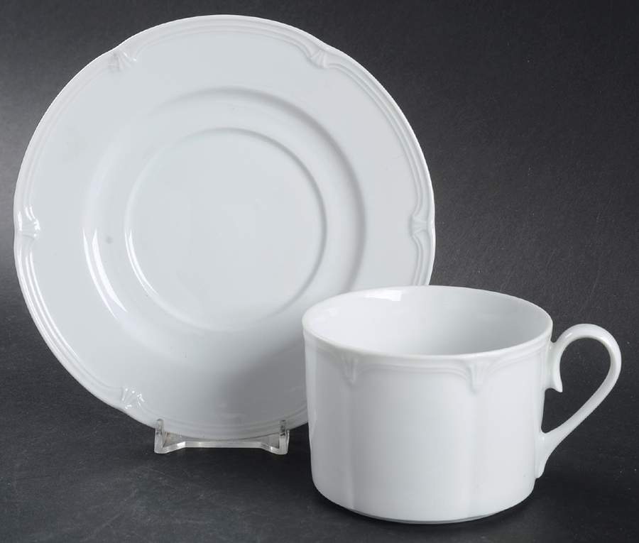 Classic White Flat Cup & Saucer Set by Block-1