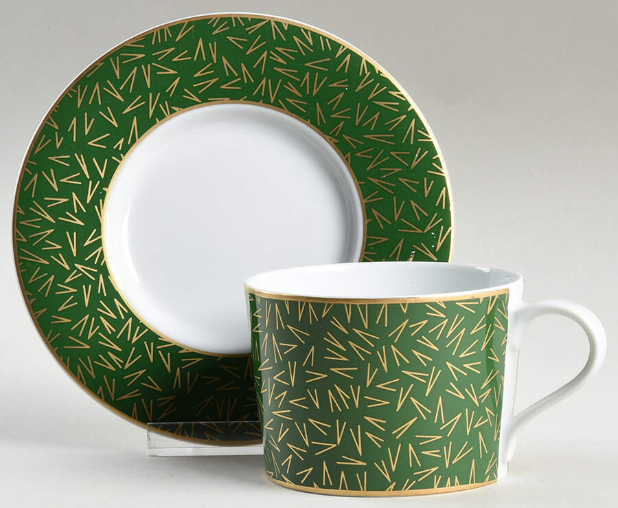 Creation Green Flat Cup & Saucer Set by Block-1