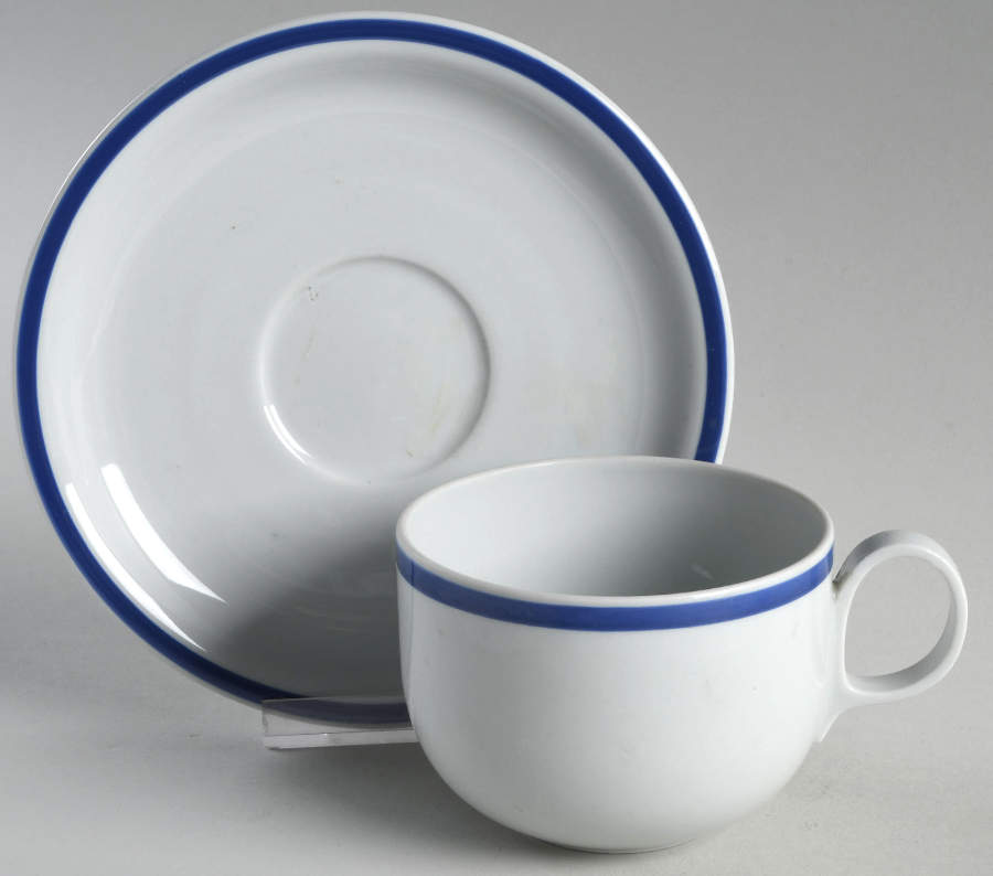 Disco Blue Flat Cup & Saucer Set by Block-1