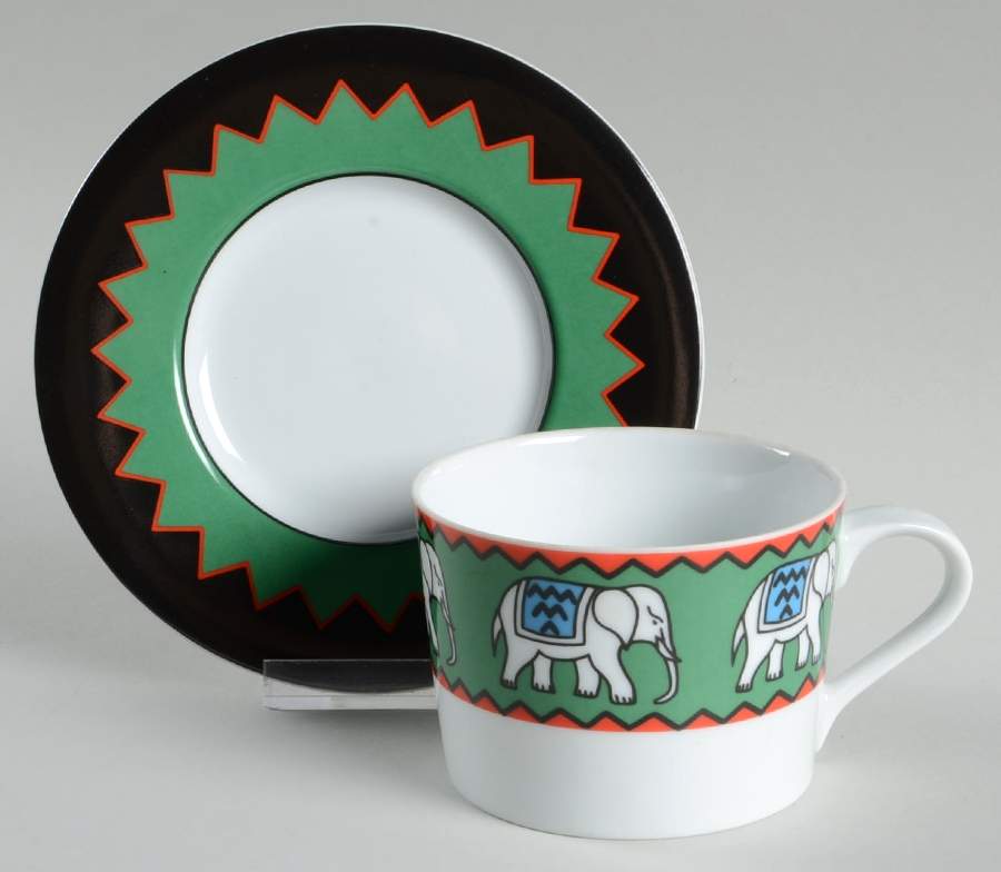 Elephant Flat Cup & Saucer Set by Block-1
