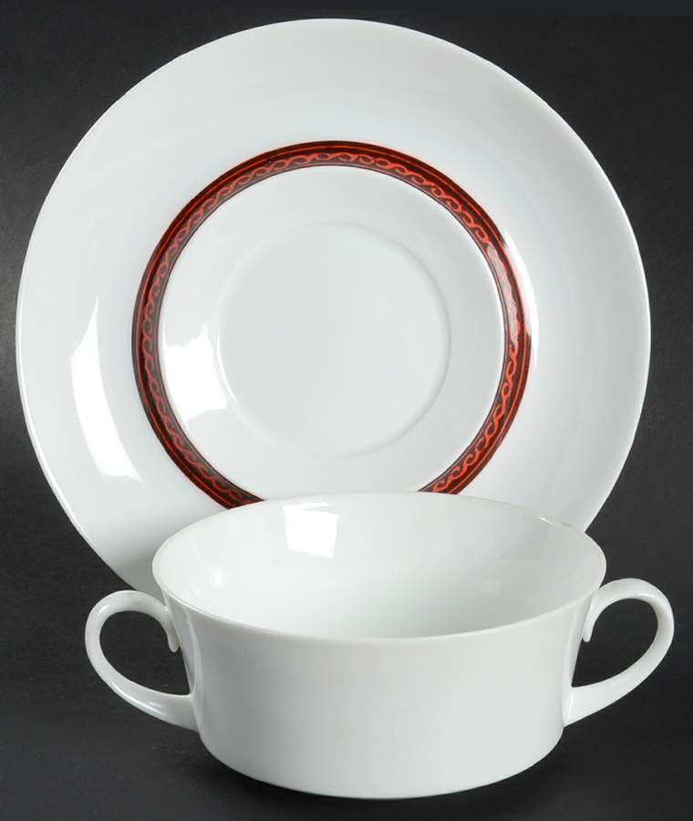 Flamenco Flat Cream Soup Bowl & Saucer Set by Block-1