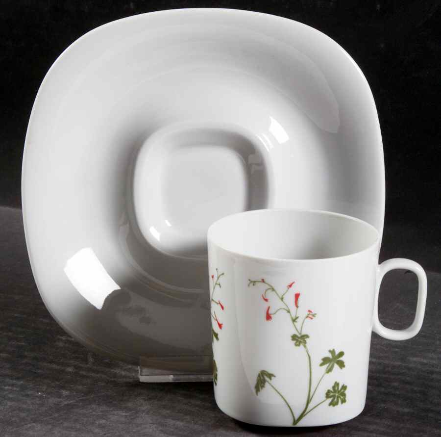 Floral Portraits Flat Cup & Saucer Set by Block-1