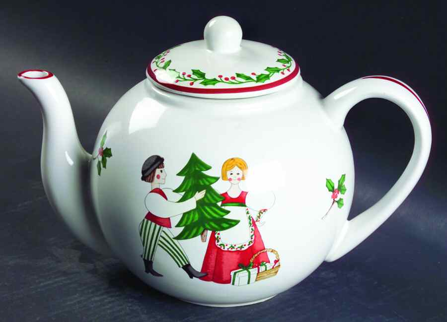 Folk Christmas Teapot & Lid by Block-1