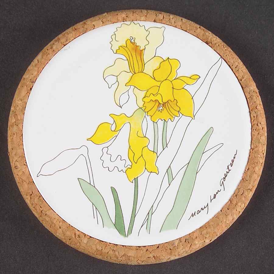 Geranium Cork Back Round Coaster by Block-1