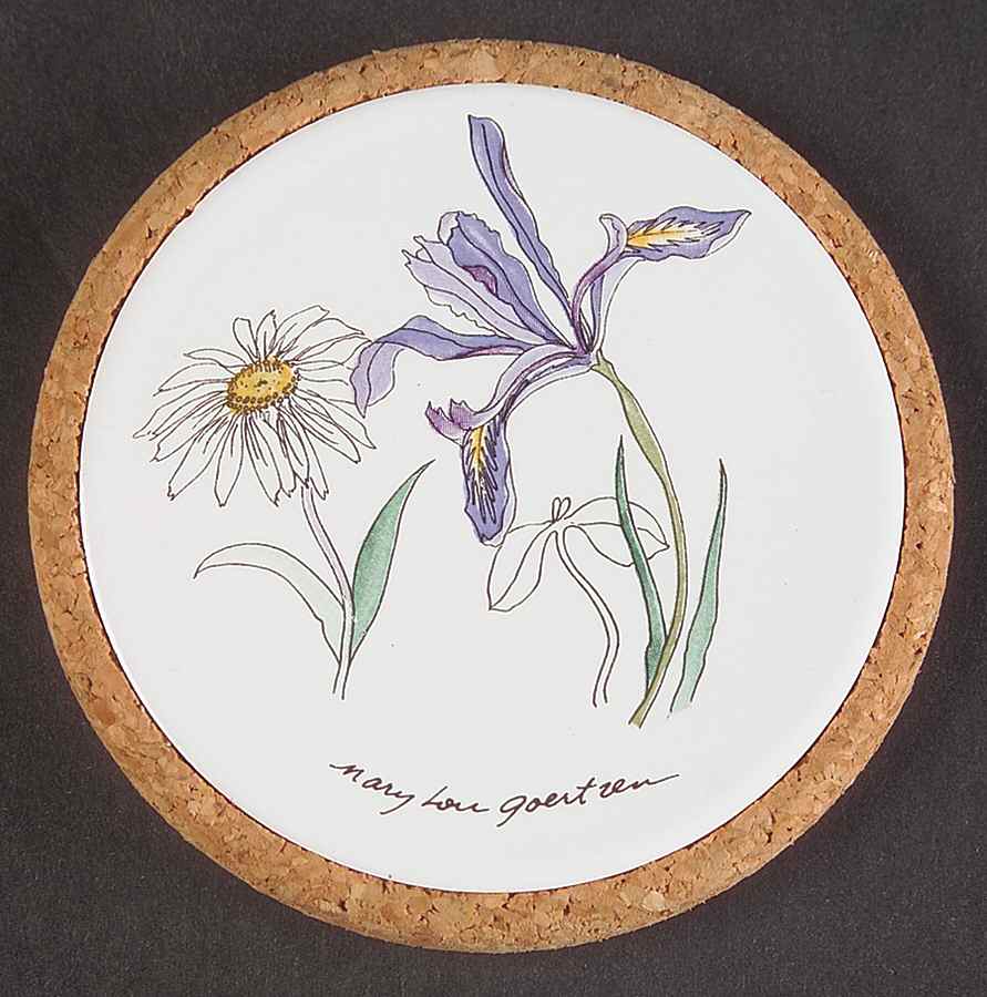 Geranium Cork Back Round Coaster by Block-1