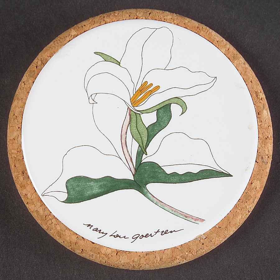 Geranium Cork Back Round Coaster by Block-1