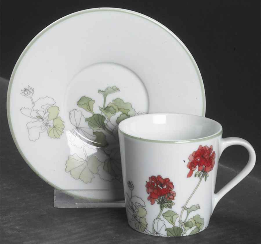 Geranium Flat Demitasse Cup & Saucer Set by Block-1