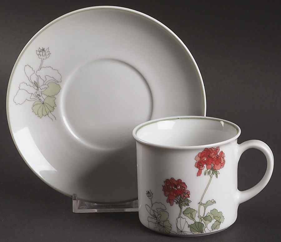 Geranium Flat Demitasse Cup & Saucer Set by Block-1