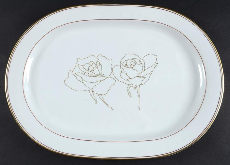 Gold Rose 15" Oval Serving Platter by Block-1