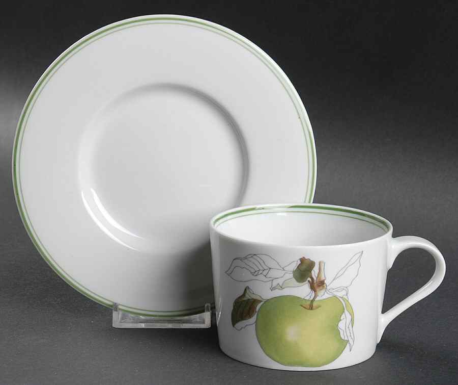 Green Apple Flat Cup & Saucer Set by Block-1