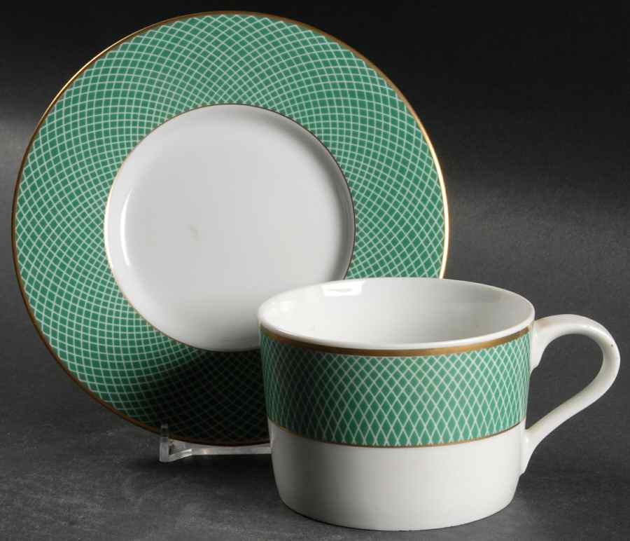 Green Fields Flat Cup & Saucer Set by Block-1