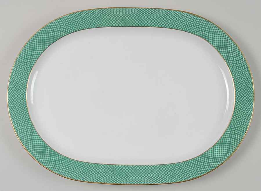 Green Fields 15" Oval Serving Platter by Block-1