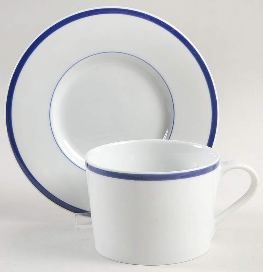Lisboa Blue Flat Cup & Saucer Set by Block-1