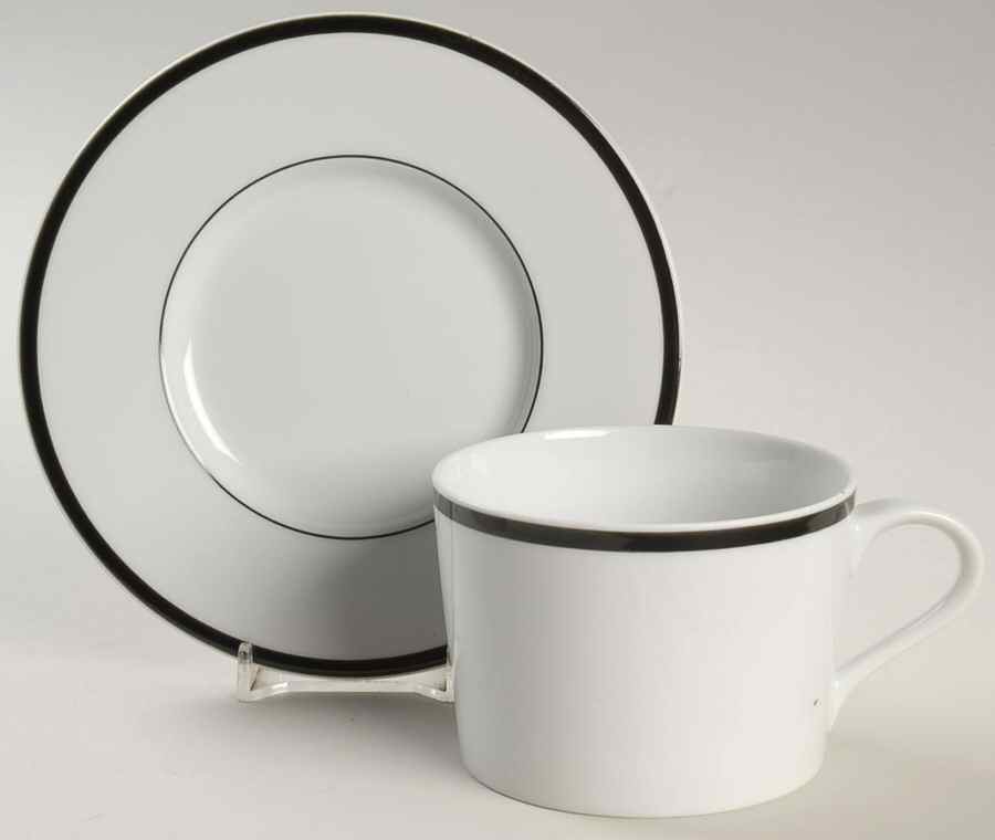 Lisboa Black Flat Cup & Saucer Set by Block-1