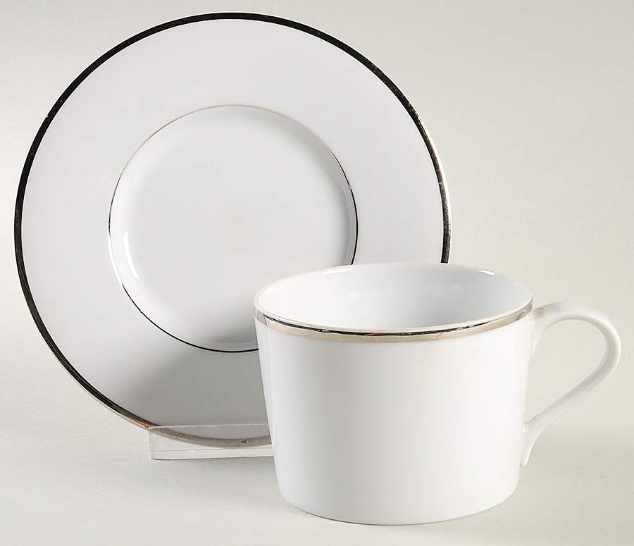 Lisboa Platinum Flat Cup & Saucer Set by Block-1