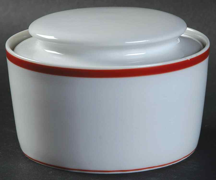 Lisboa Red Sugar Bowl & Lid by Block-1