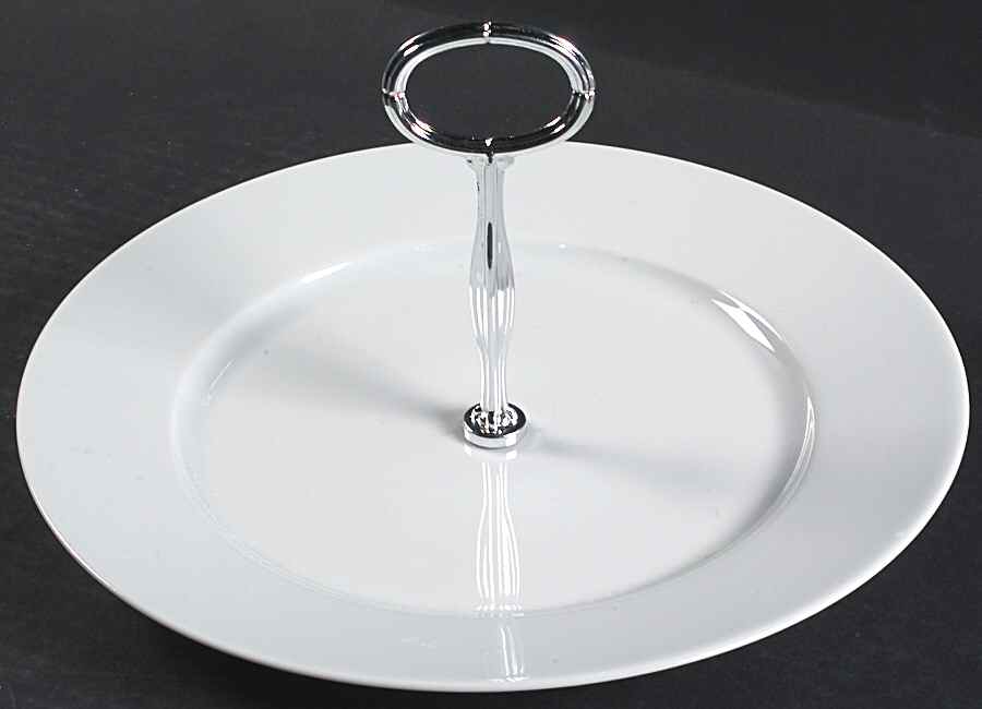 Lisboa White Round Serving Plate with Center Handle (Dp) Hc by Block-1
