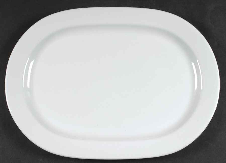 Lisboa White 15" Oval Serving Platter by Block-1