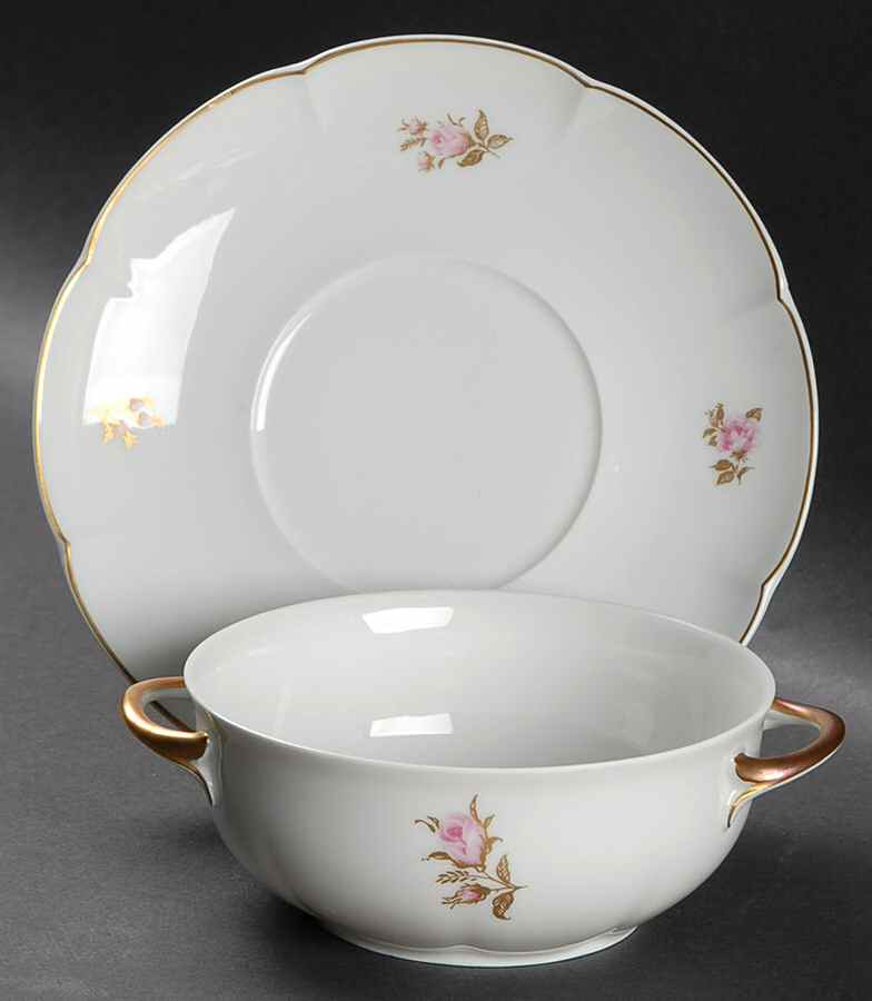 Lorraine Flat Cream Soup Bowl & Saucer Set by Block-1