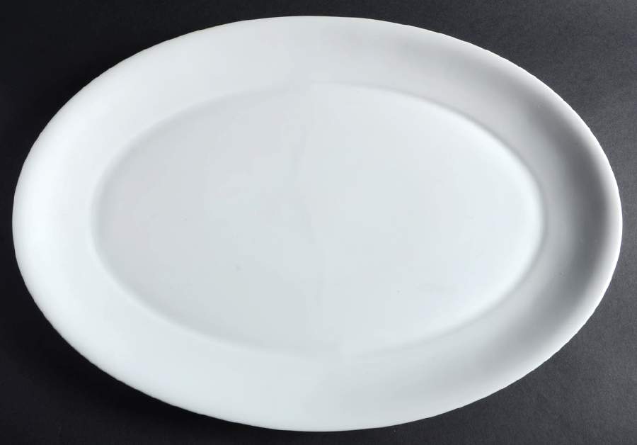Lyric White 15" Oval Serving Platter by Block-1