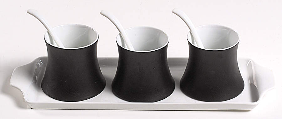 Noche Condiment Set (3 Open Jars and Tray) by Block-1