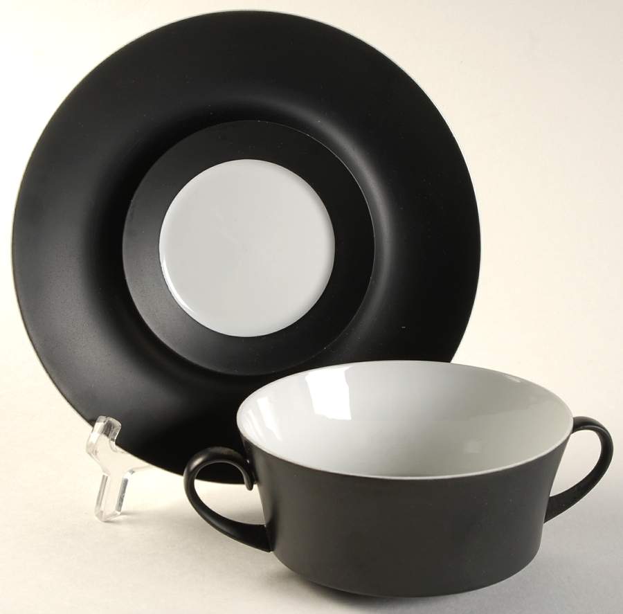 Noche Flat Cream Soup Bowl & Saucer Set by Block-1