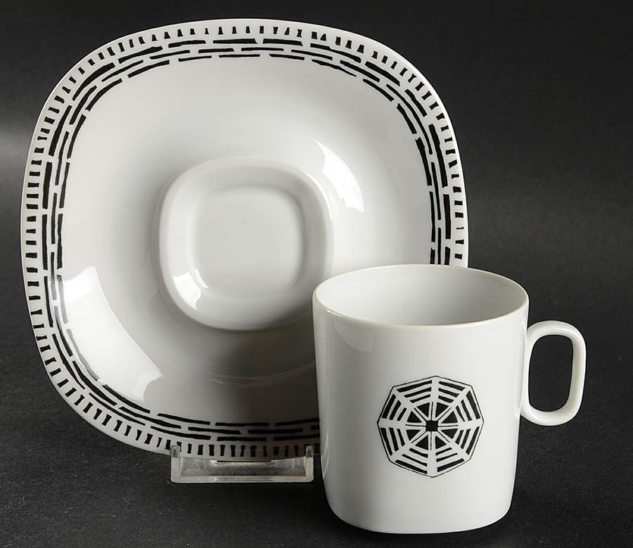 Octagon Flat Cup & Saucer Set by Block-1