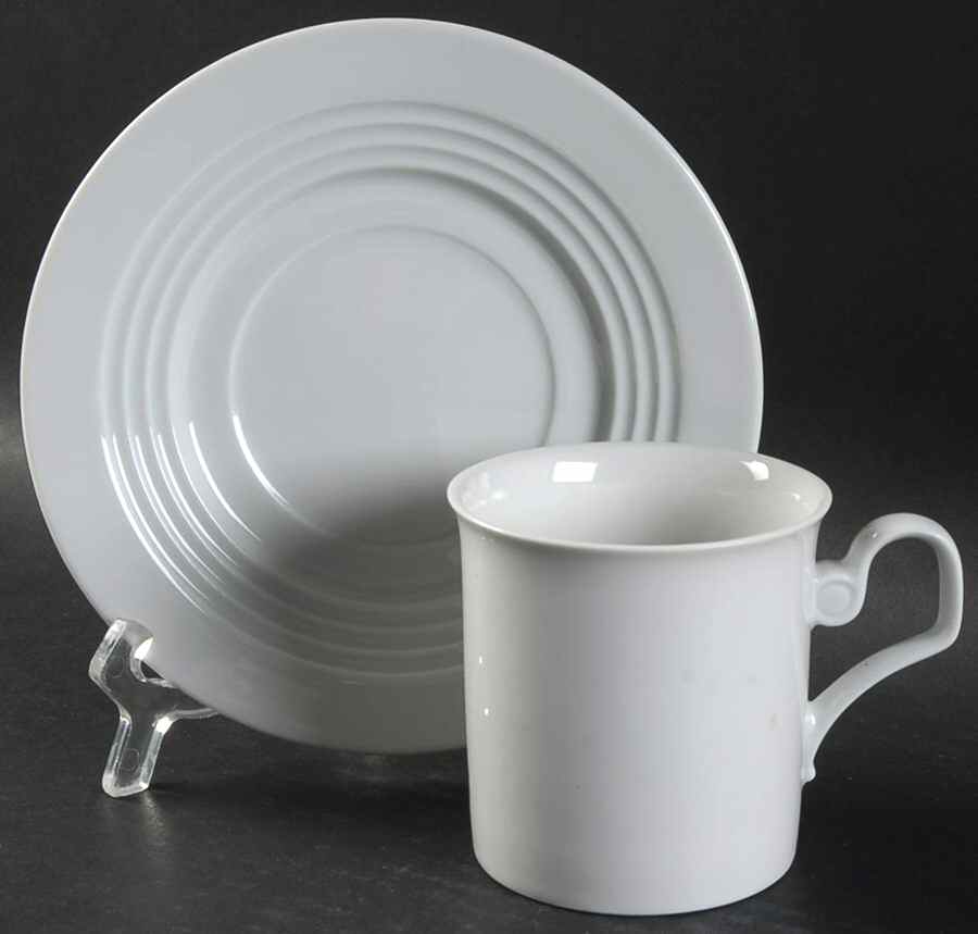 Odyssey White Flat Cup & Saucer Set by Block-1